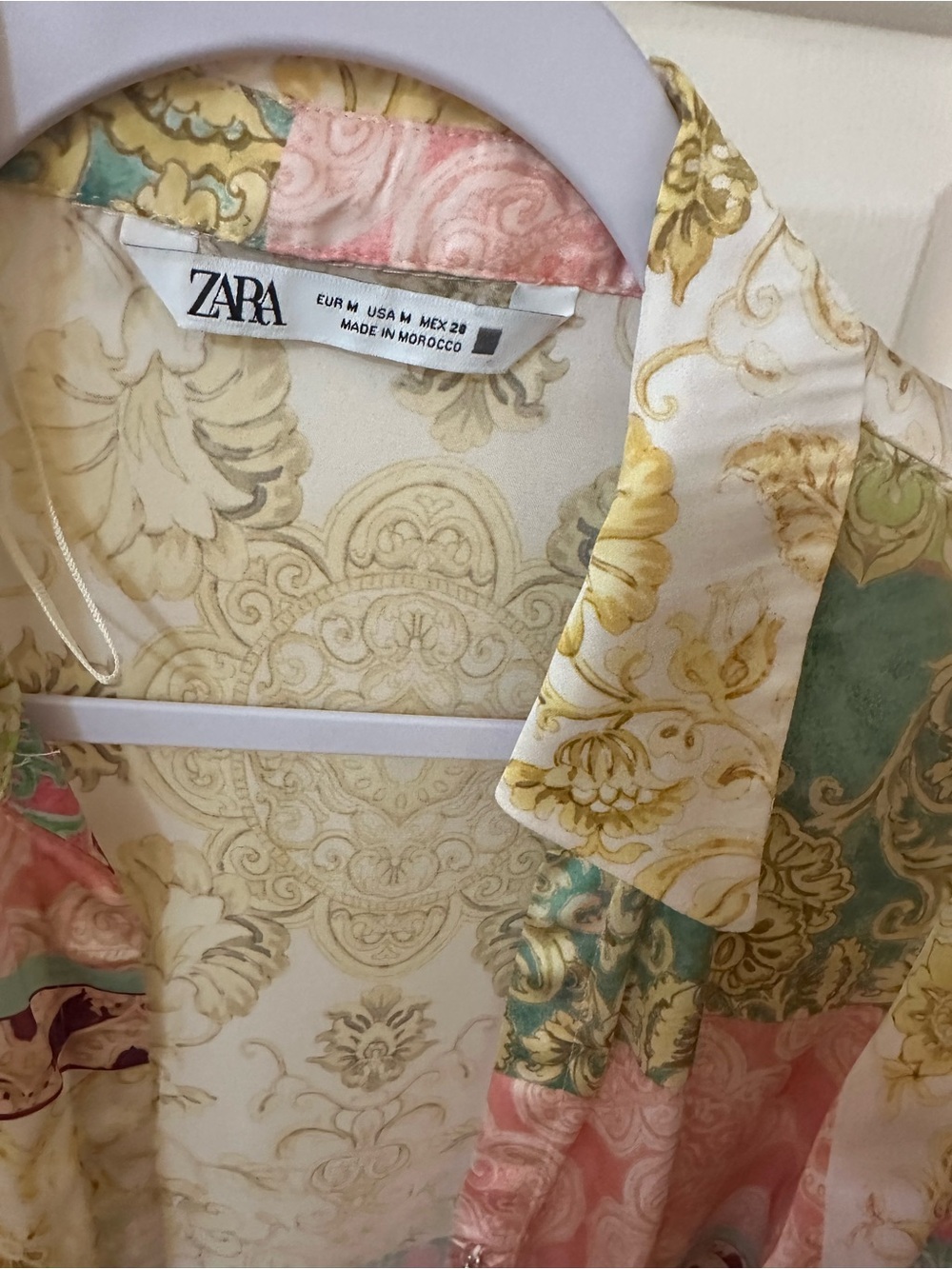 Zara Multicolor Baroque Print Button-Down Shirt - Pink, Green & Gold - Picture 2 of 2